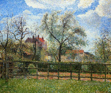  Baum Kunst - Birnbäume und Blumen an eragny Morgen 1886 Camille Pissarro